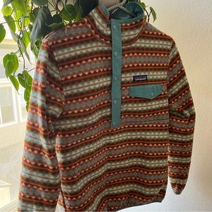 Patagonia Reversible Snap-T Fleece Glissade Pullover Sweater Jacket Aztec